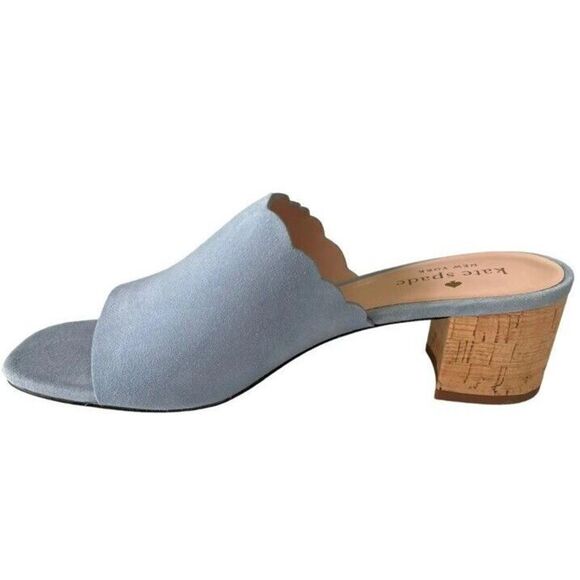Kate Spade Blythe Mule Sandals Sz 6.5 Blue Suede Designer Minimalist Resort Chic - Picture 12 of 16